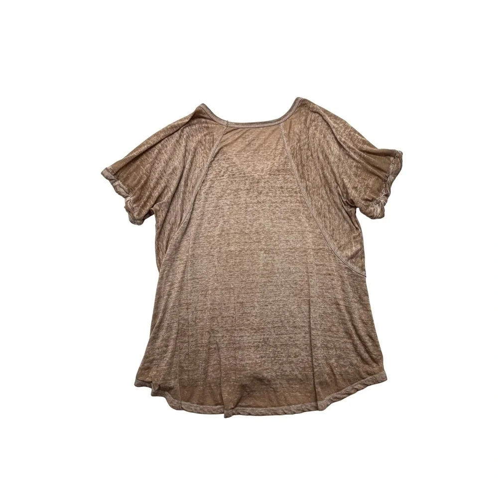 We The Free People Brown Burnout Oversized V-Neck T-Shirt L